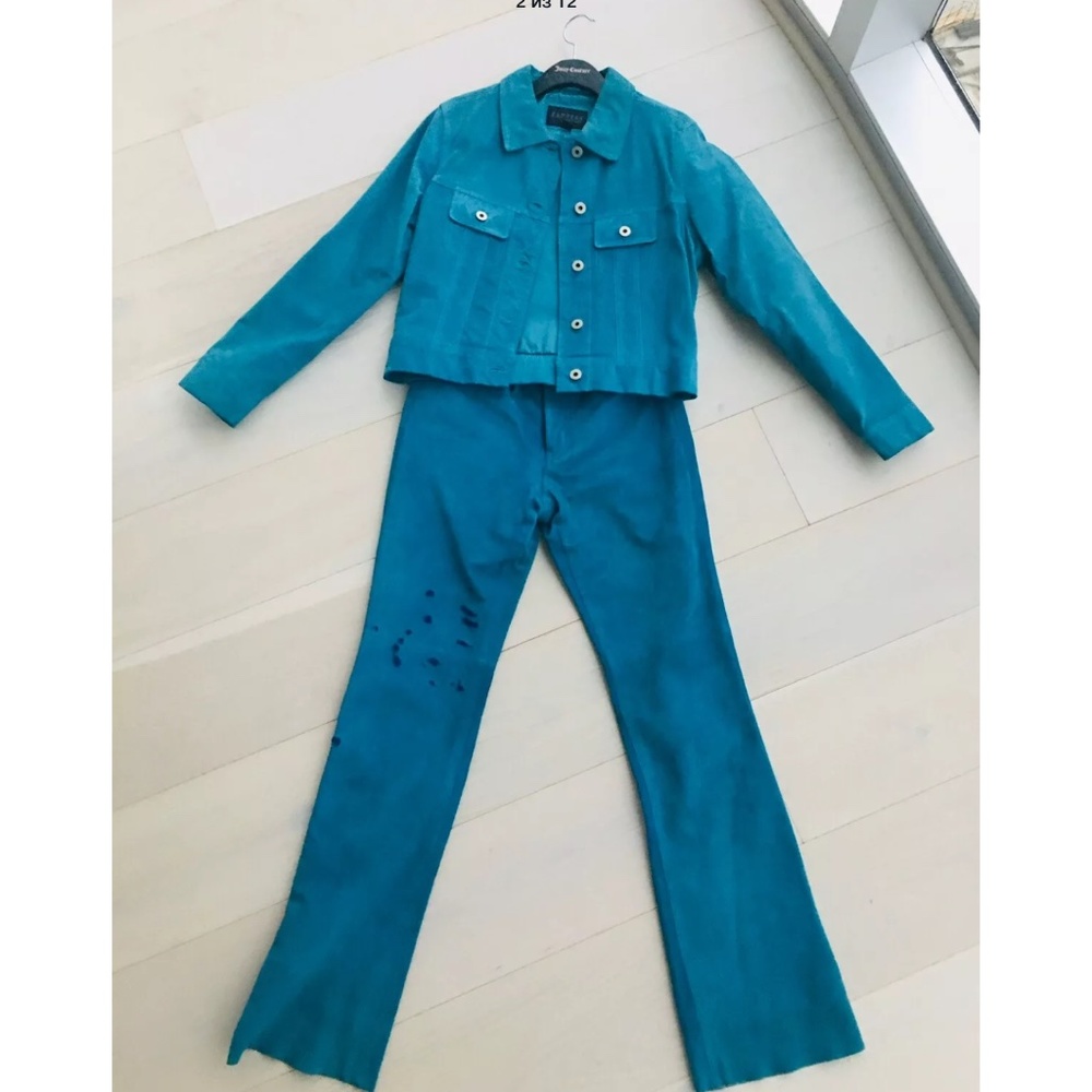 Express Blue 2 Piece Women luxury Suits Leather S